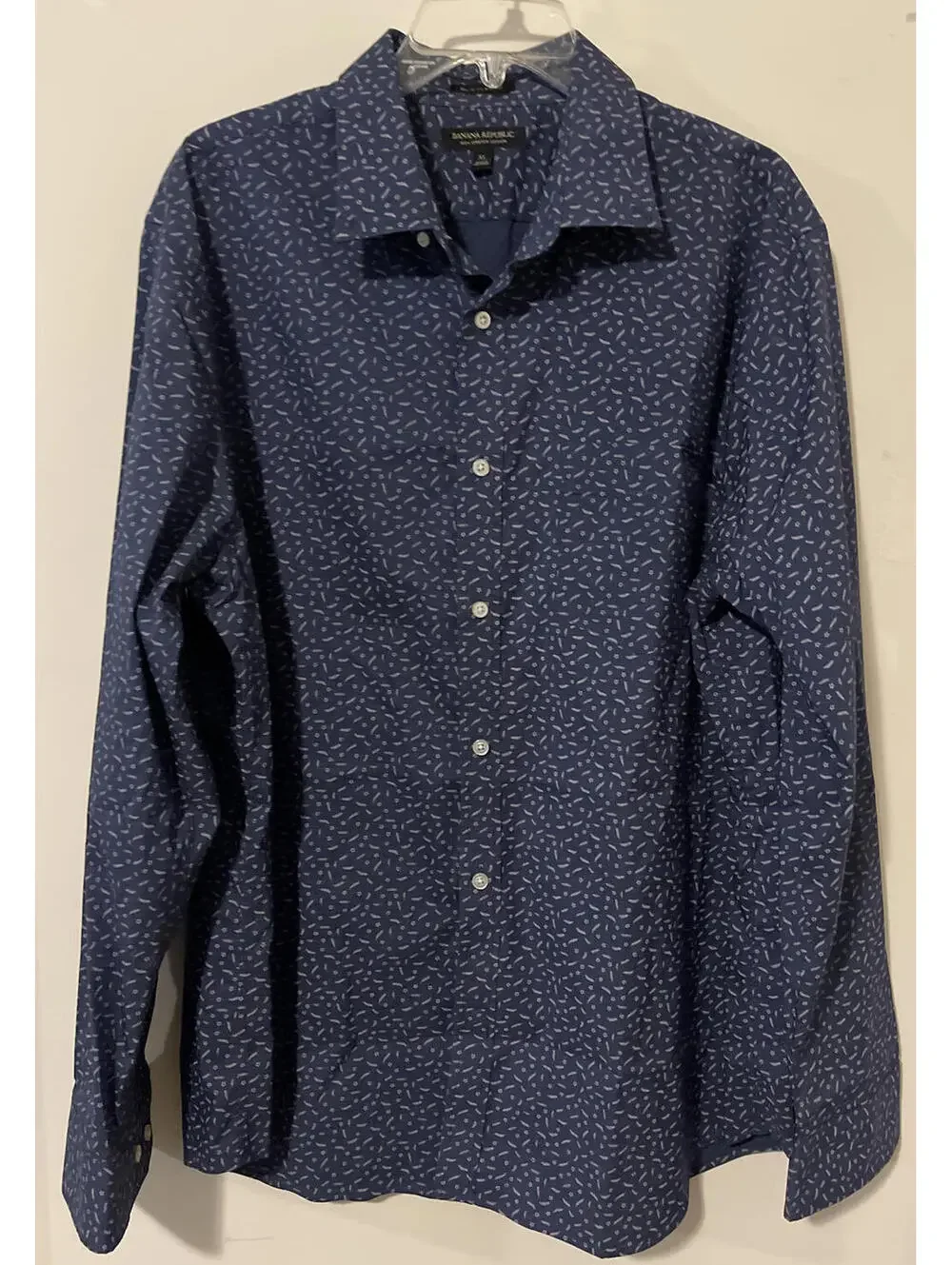 Banana Republic Mens XL Slim-Fit Blue Long-Sleeved Cotton Button-Up Shirt! M991
